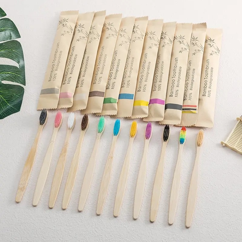 Bamboo Toothbrush - 10er-Pack Natürliche Bambus-Zahnbürsten Umweltfreundliche Familien- und