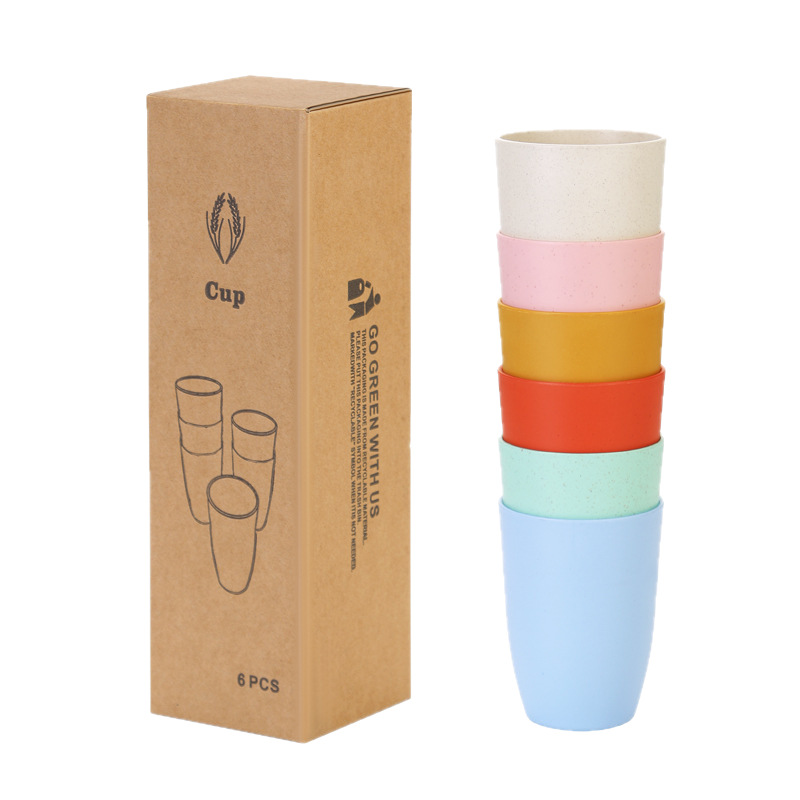 Reusable Straw - Weizenstroh-Becher 6 Stück, unzerbrechlich, stapelbar, spülmaschinenfest,