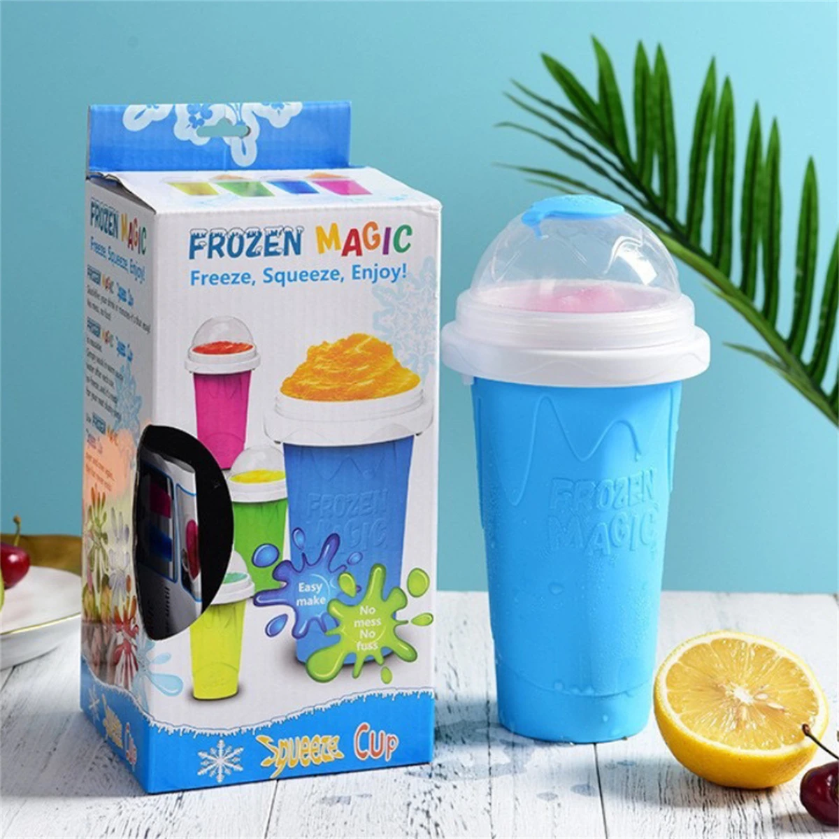 Reusable Bottle - Hausgemachter Smoothie-Becher, Schnellgefrorener Quetsch-Slushie-Becher, Sommer-DIY-Eisgetränk-Milchshake-Flasche, Wiederverwendbarer