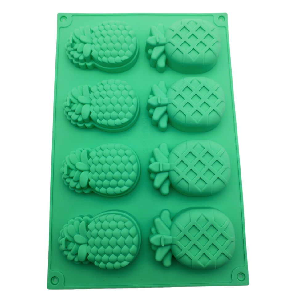 Eco Soap - Ananasförmige Silikon-Kuchenform mit 8 Löchern, Lebensmittelechtes