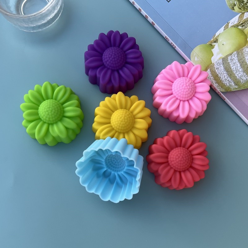 Eco Soap - 6-teiliges Set Antihaft-Silikonformen mit Blumenmuster für