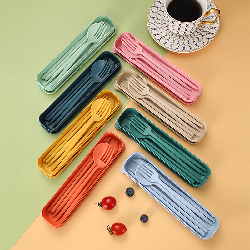 Reusable Straw - 4-teiliges tragbares Besteckset mit Box, gesundes,