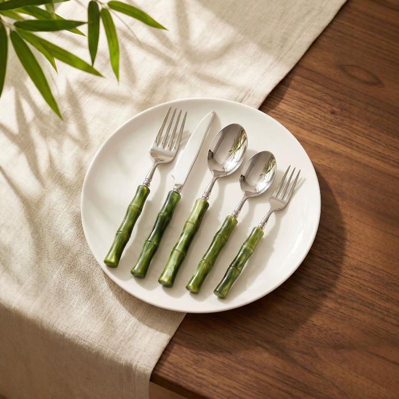 Bamboo Cutlery - Bambusgriff Acryl 304 Edelstahl Besteck Tafelgeschirr