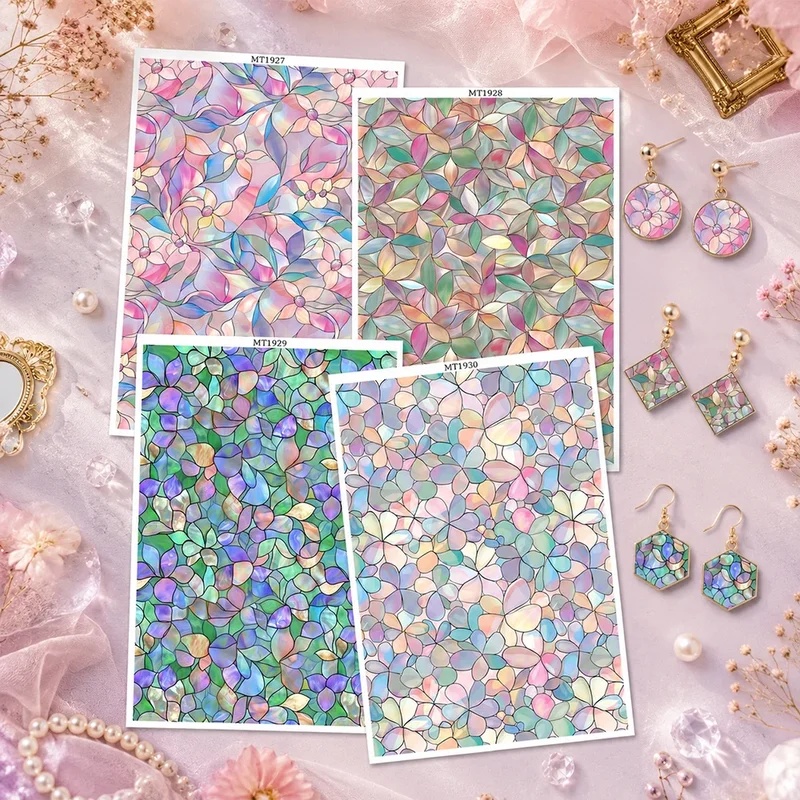 Beeswax Wrap - Buntglas-Blumen-Polymer-Ton-Transferpapier, Wassertransferfolien für DIY-Handgemachte Ohrringe, Anhänger,