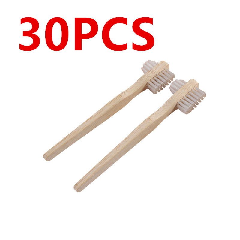 Bamboo Toothbrush - 30 Stück Zahnbürsten mit Bambusgriff, doppelseitig,