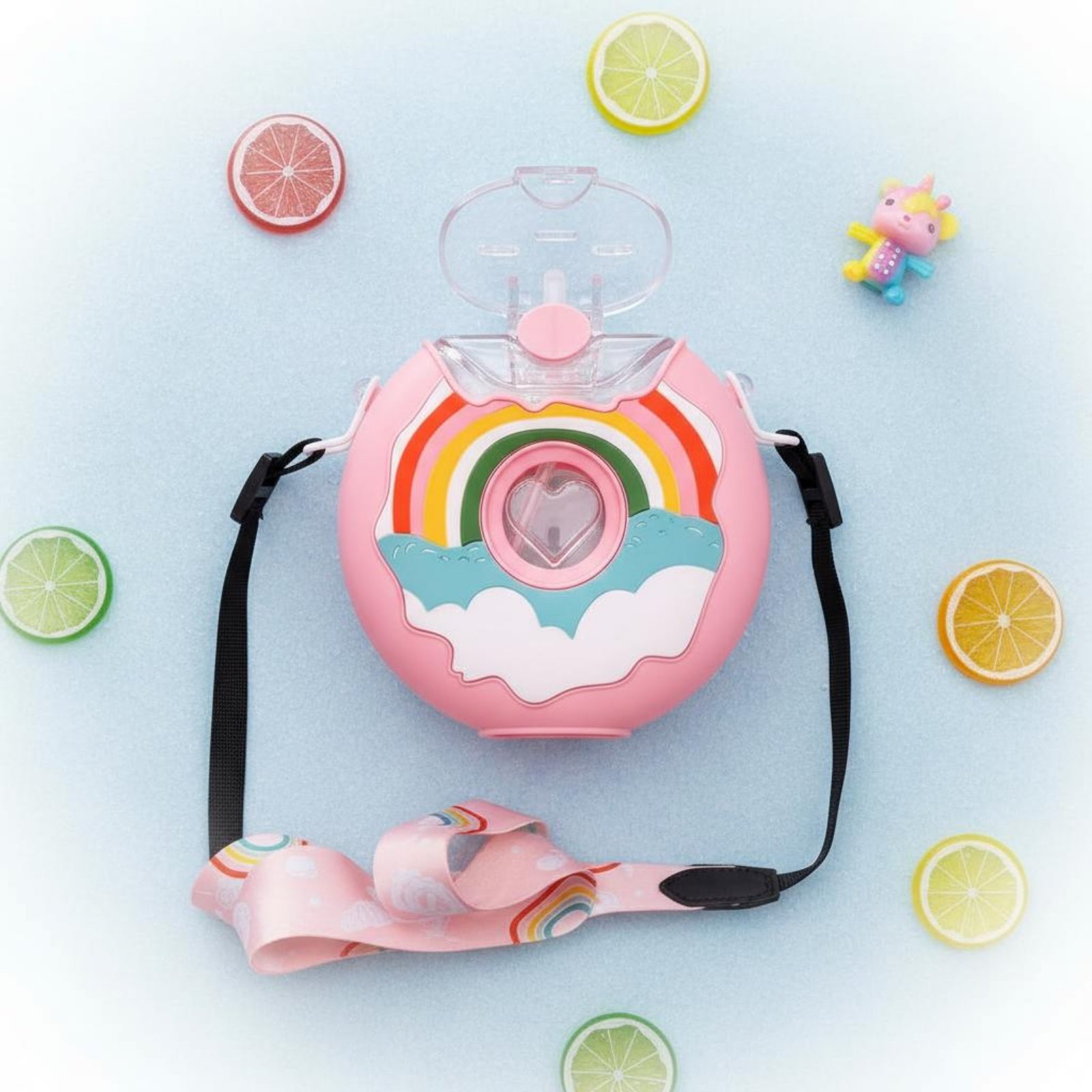 Reusable Straw - Donut-Wasserflasche, auslaufsichere, donutförmige Ausgießflasche, Kinder-Trinkflasche mit
