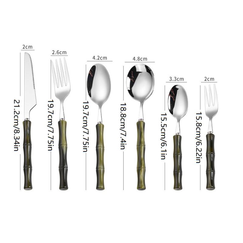 Bamboo Cutlery - Bambusgriff Acryl 304 Edelstahl Besteck Tafelbesteck