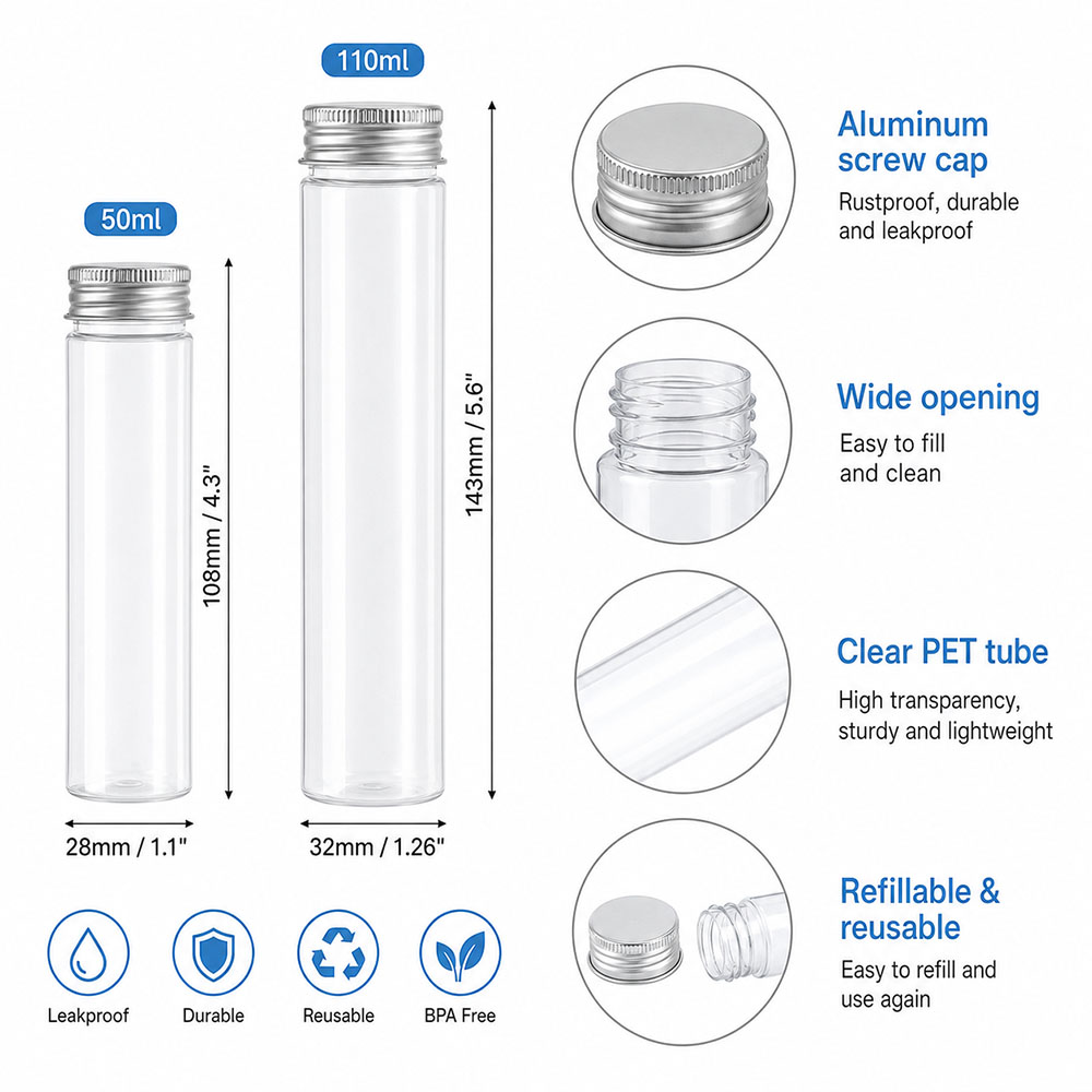 20 Stück 50 ml/100 ml transpar – Reusable Bottle Bewertung und Preis